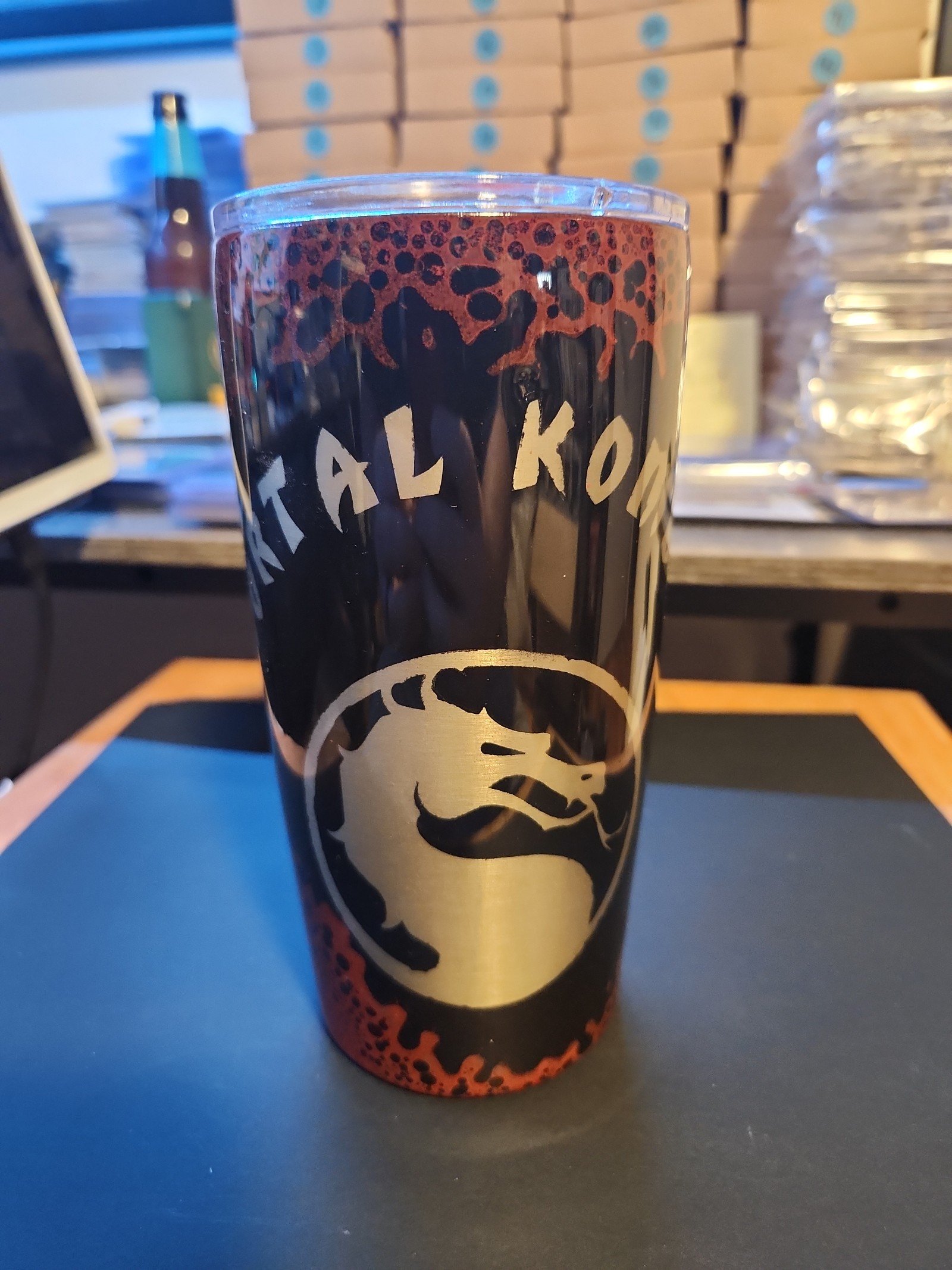 Glow in the dark custom made mortal kombat tumbler. 20oz