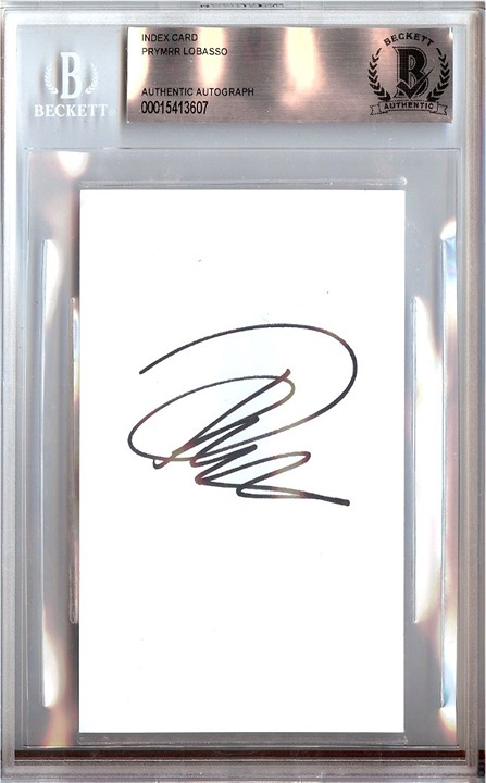 Prymrr Lobasso Signed Autographed Index Card Internet Celebrity Beckett BAS 607