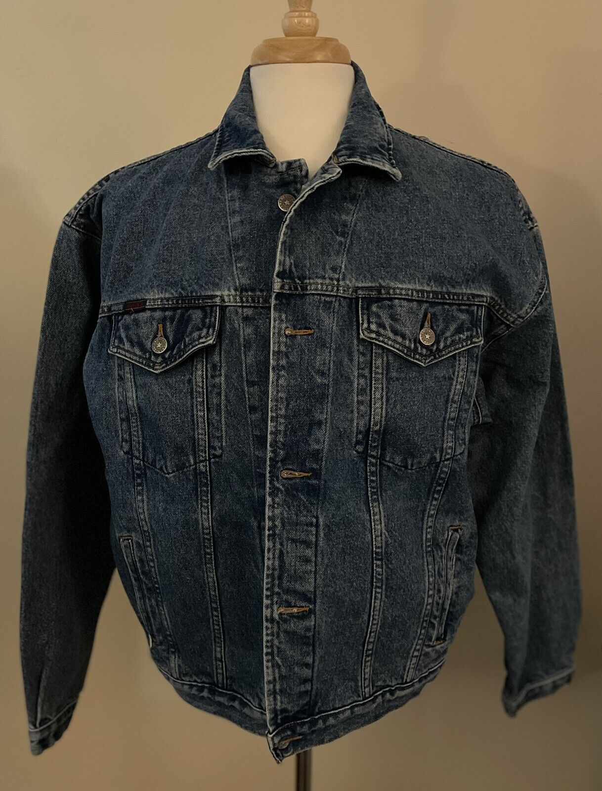 PERRY ELLIS AMERICA Dark Denim Trucker Jean Jacket Size Large
