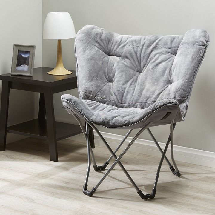 Mainstays Adults Faux Fur Chair, Gray-FHSJH172