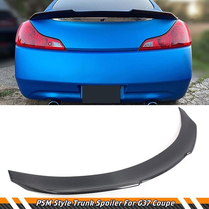 NEW 2008-2015 INFINITI G37 2DR V2 HIGH KICK Real Carbon Fiber Trunk Spoiler