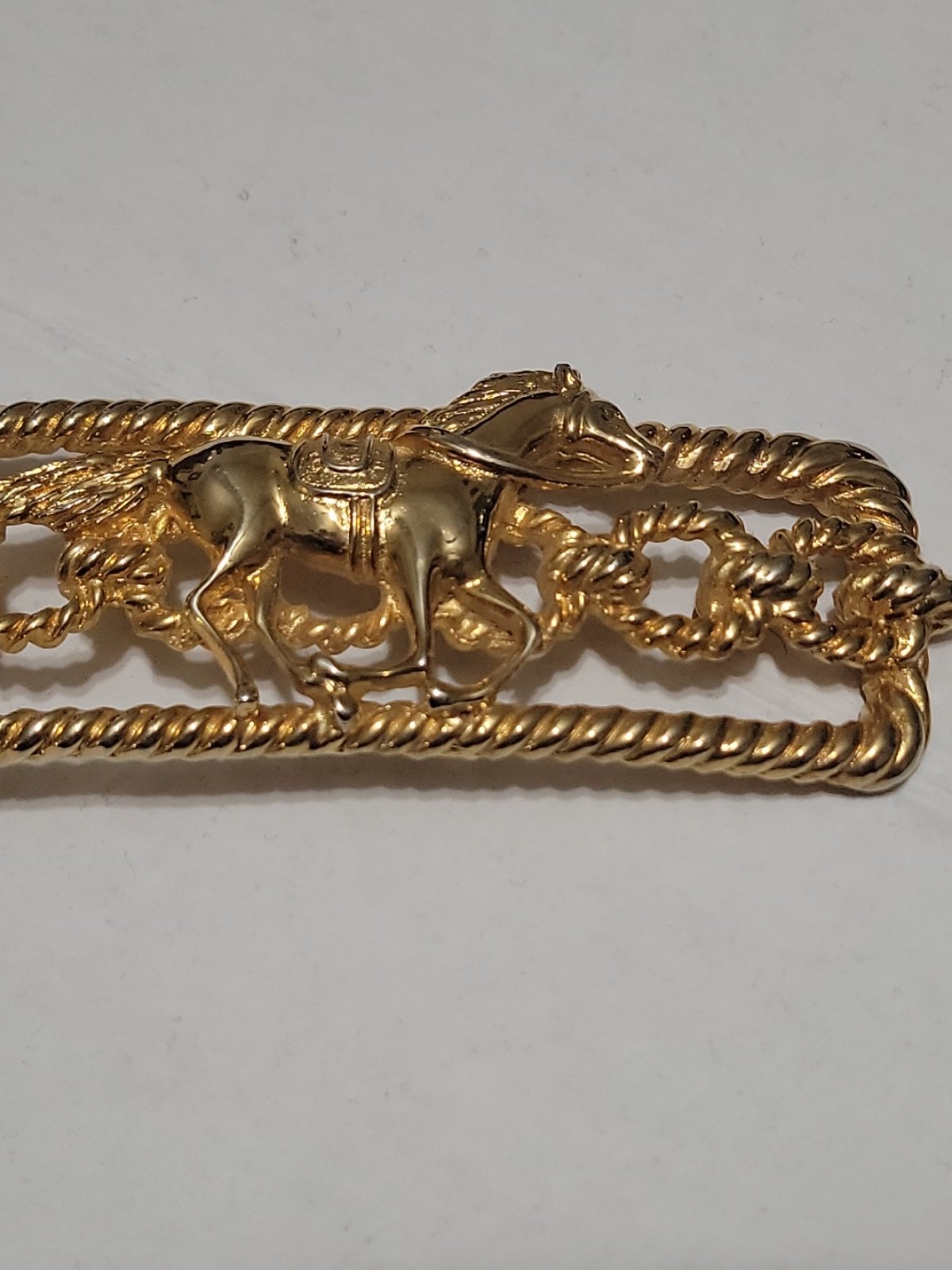 Vintage Mimi Di N Gold Tone Double Horse Belt Buckle and Latch