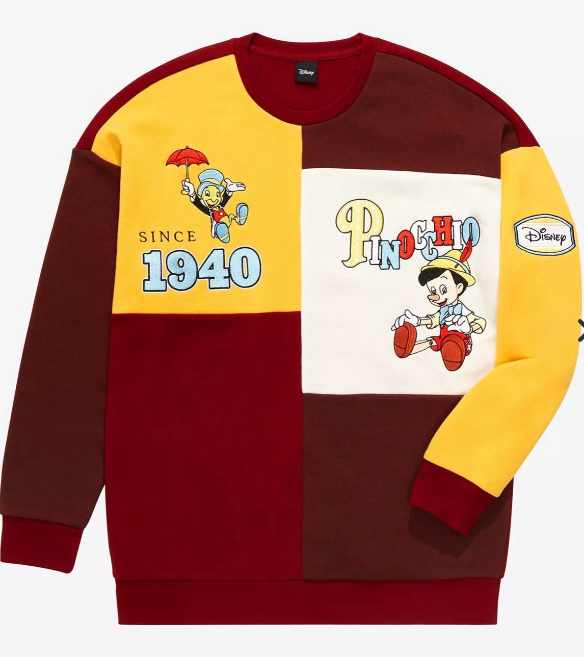 Disney Pinocchio Retro Color Block Crewneck Size M