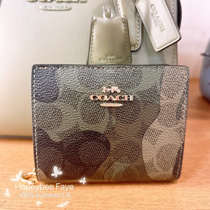 Coach Snap Wallet In Signature Camo Print