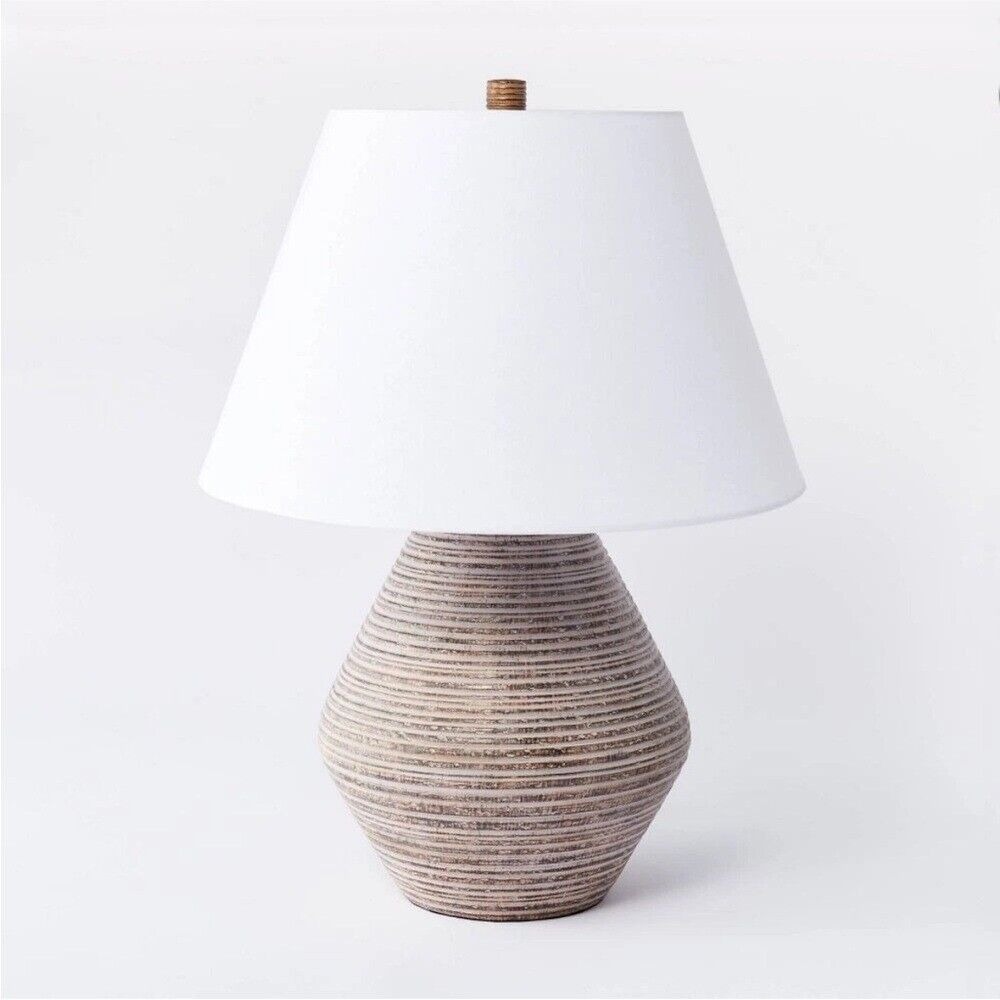 Studio McGee Assembled Resin Table Lamp Tan w/LED Bulb - Threshold - New in Box