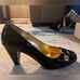 Black and Gold Coach Heels