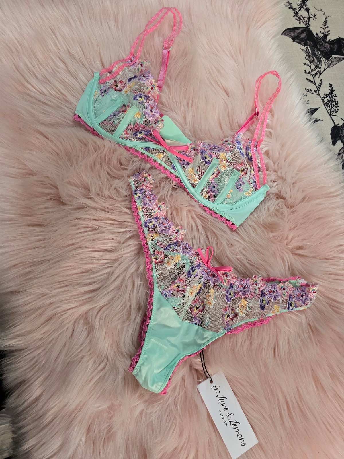 For Love and Lemons Pansy Bouquet Set Bra & Panties