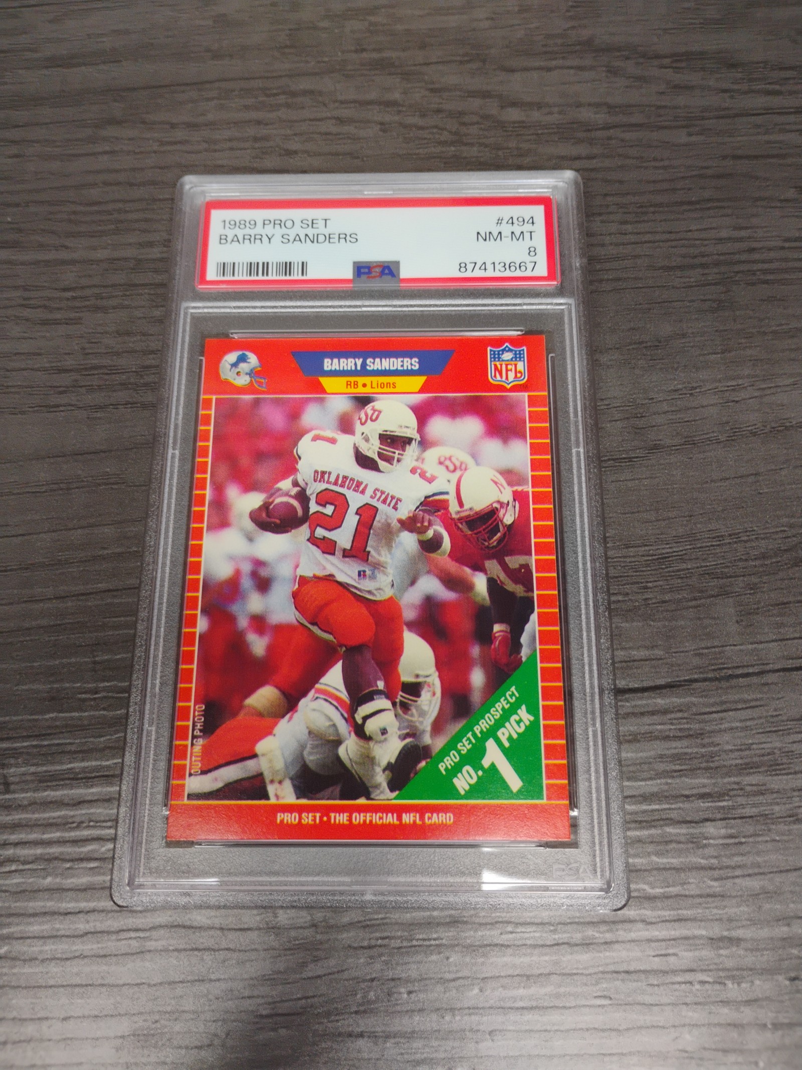 1990 Pro Set Barry Sanders rookie card PSA 8