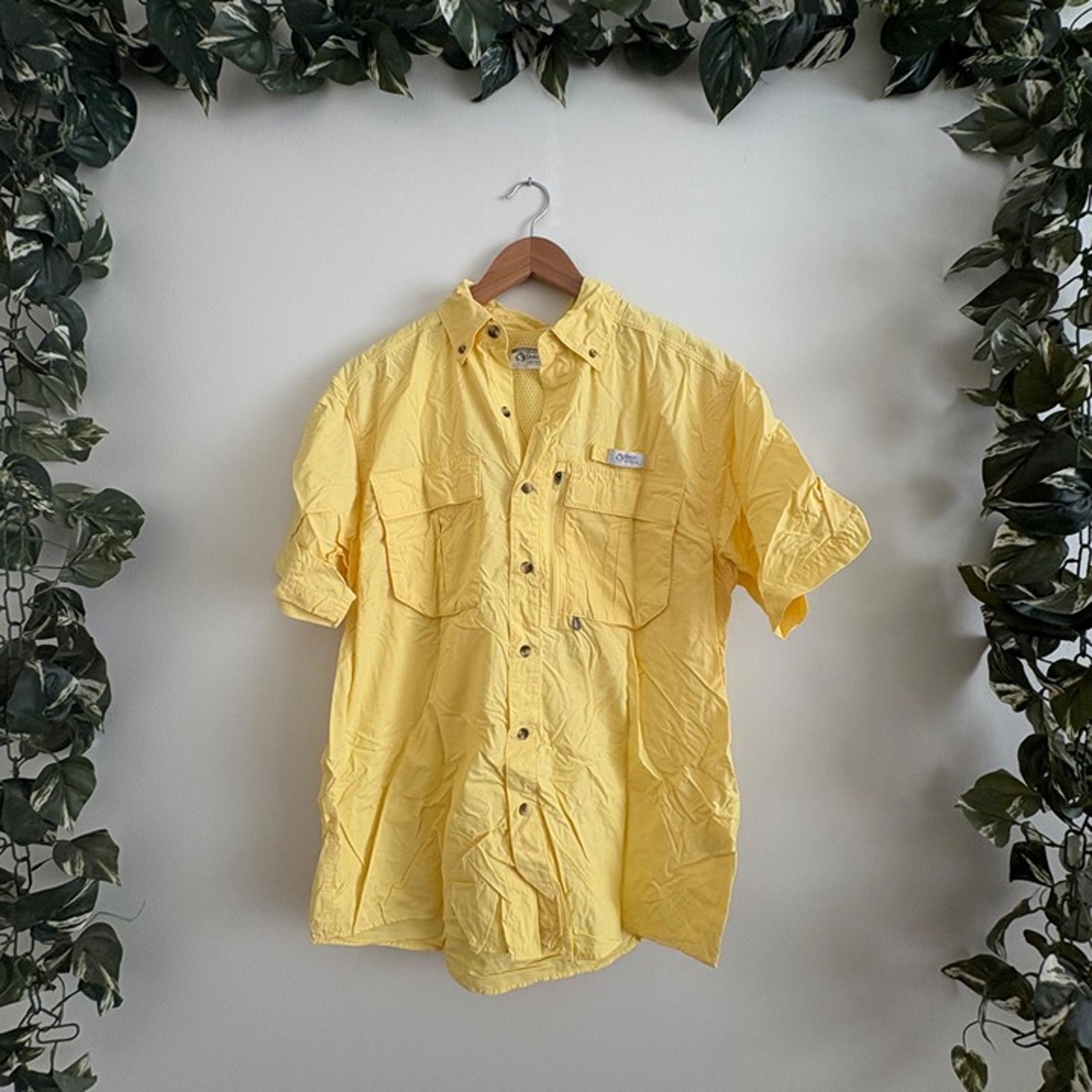 Gander Mountain Guide Series Front Button Short Sleeve Shirt Yellow Men’s Sz M