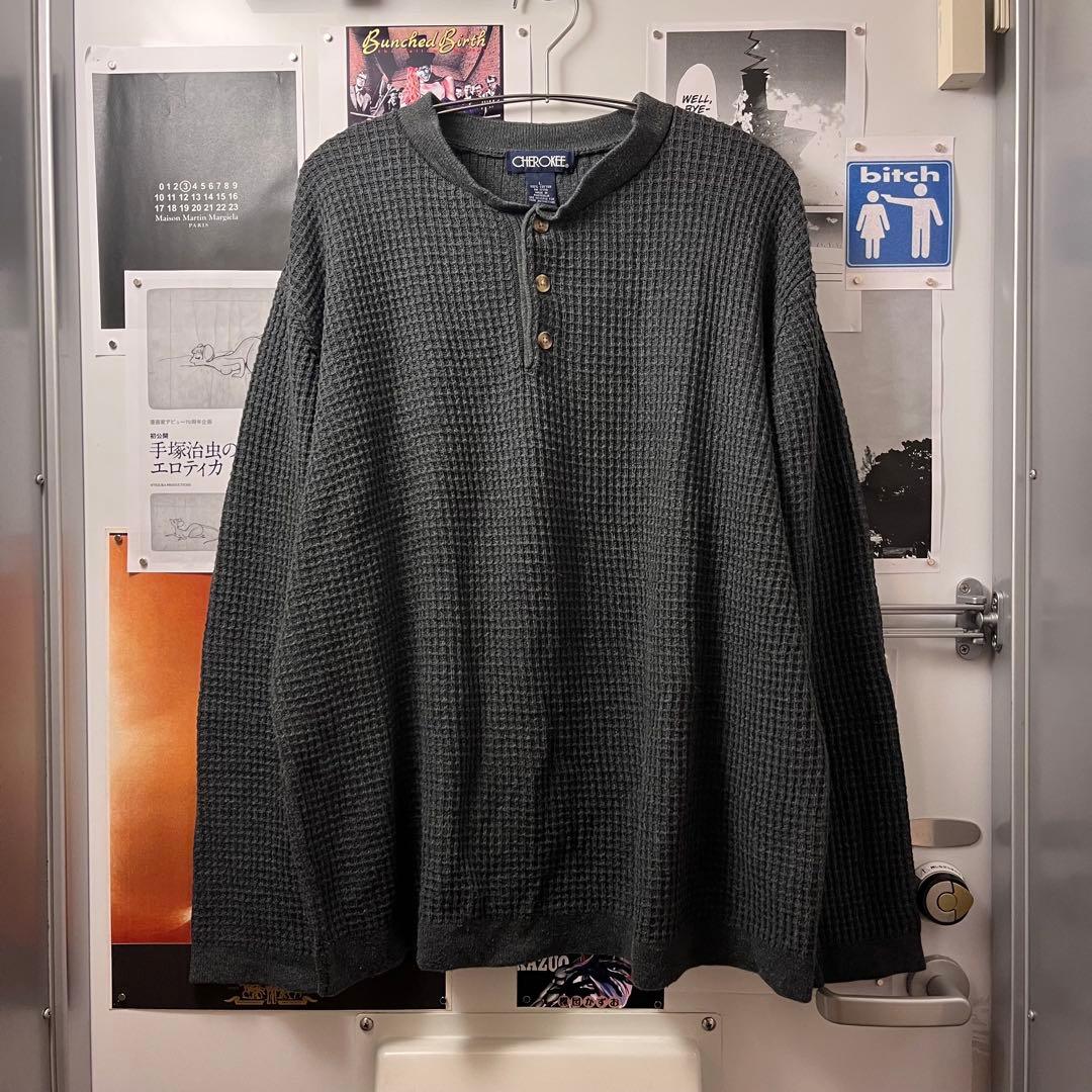 90s waffle knit cotton sweater