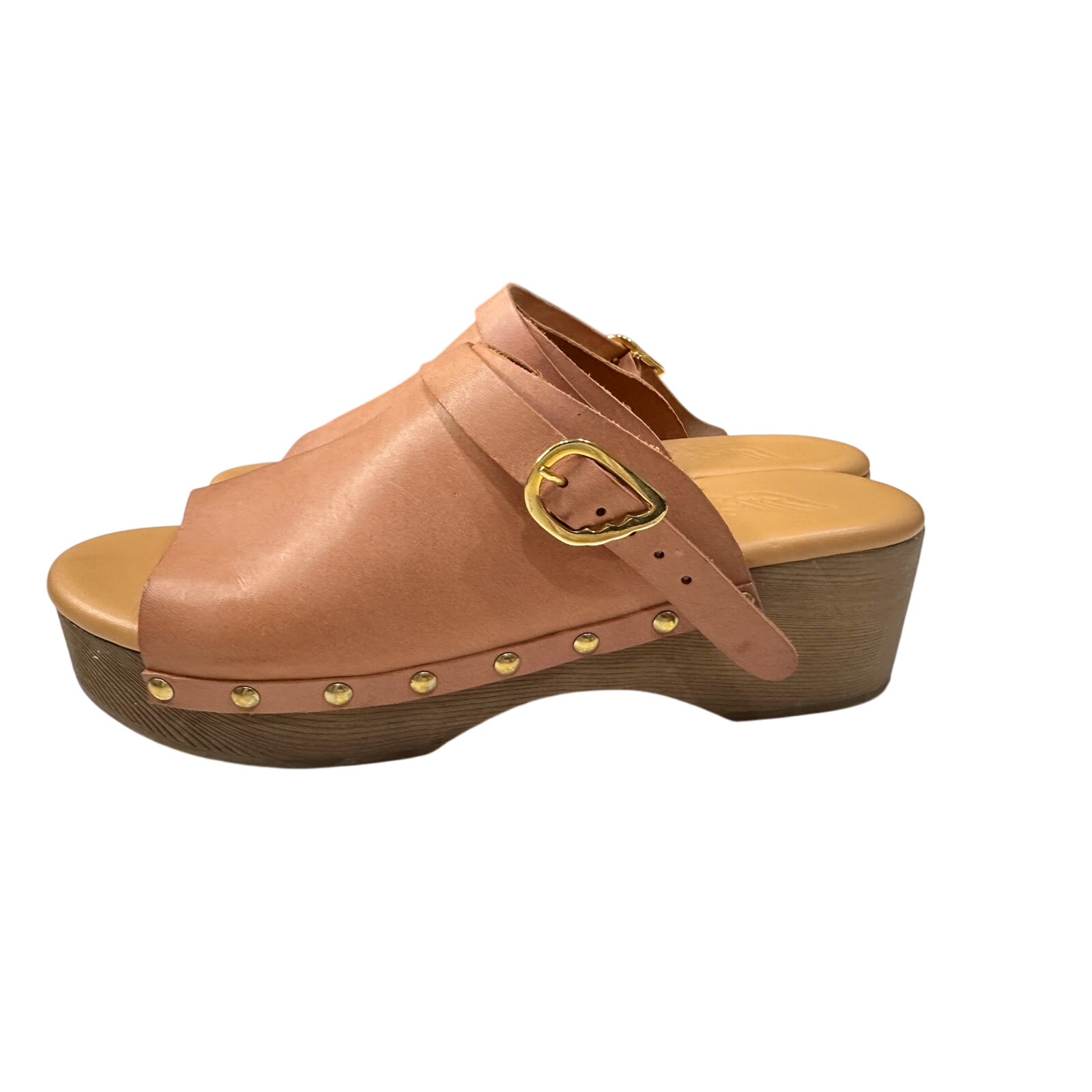Ancient Greek Sandals Buckle Detail 7 Calf Leather Platform Studded Clogs NWOB