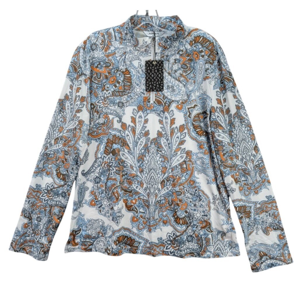 Acegolfs 1/4 Zip Paisley Womens Shirt Long Sleeve Golf Stretch Plus Size XXL NWT