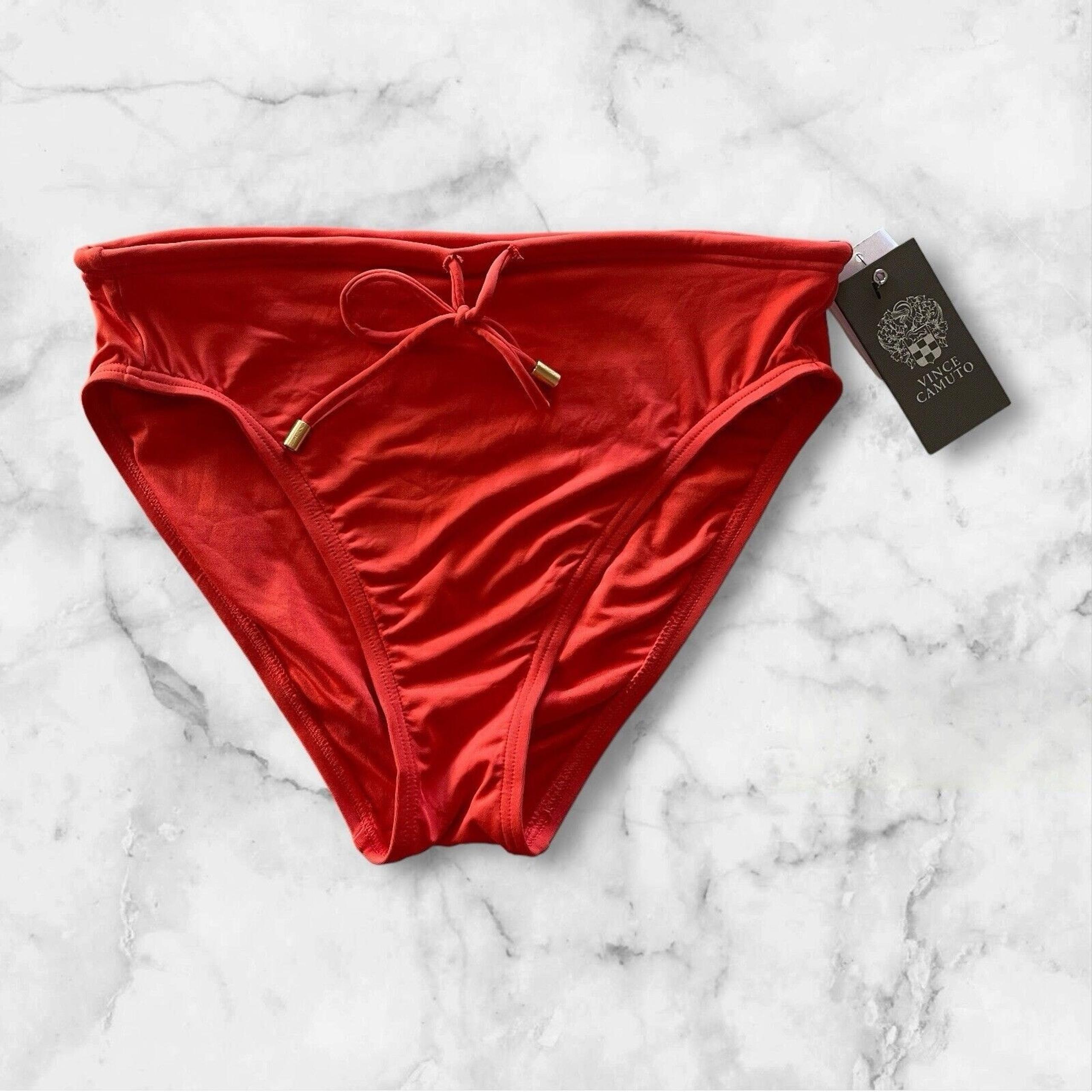Vince Camuto Tie Waist Bikini Bottom Red Sunset Size XS NWT