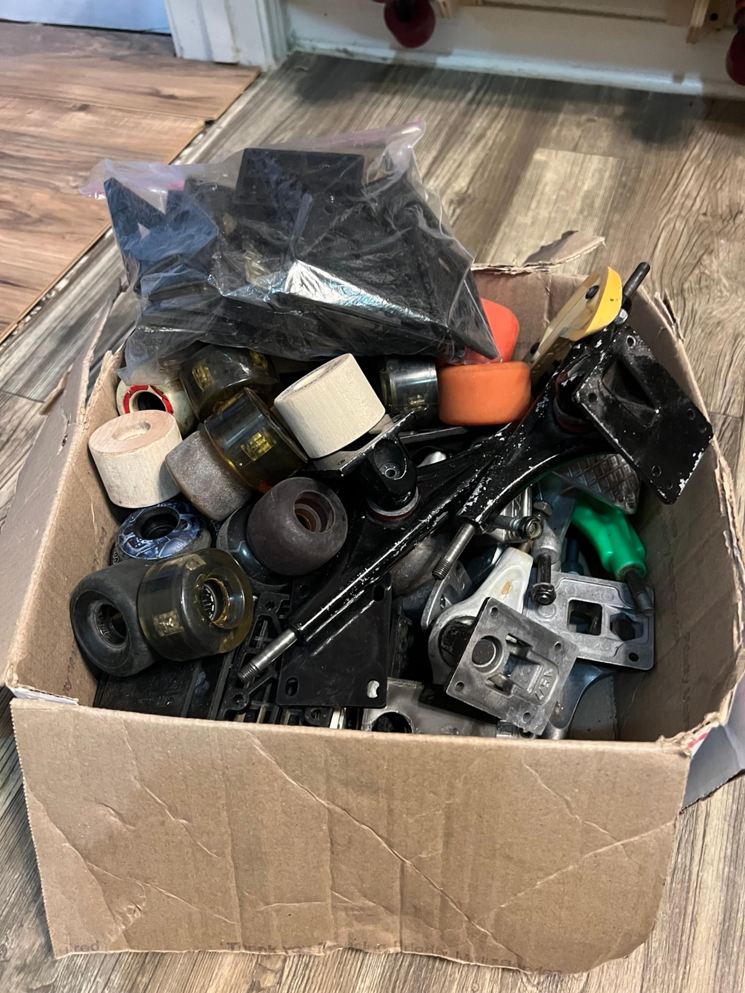 Huge box of skateboard parts