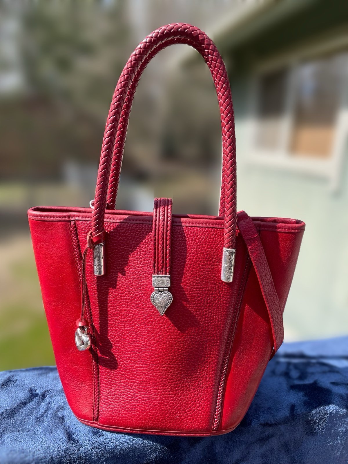 Beautiful Red Brighton Bucket Bag With Silver Accents Excellent Condition