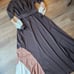 Amazing vintage 70s Style Brown Floor Length Dress w/Long Sheer Sleeves Size 14