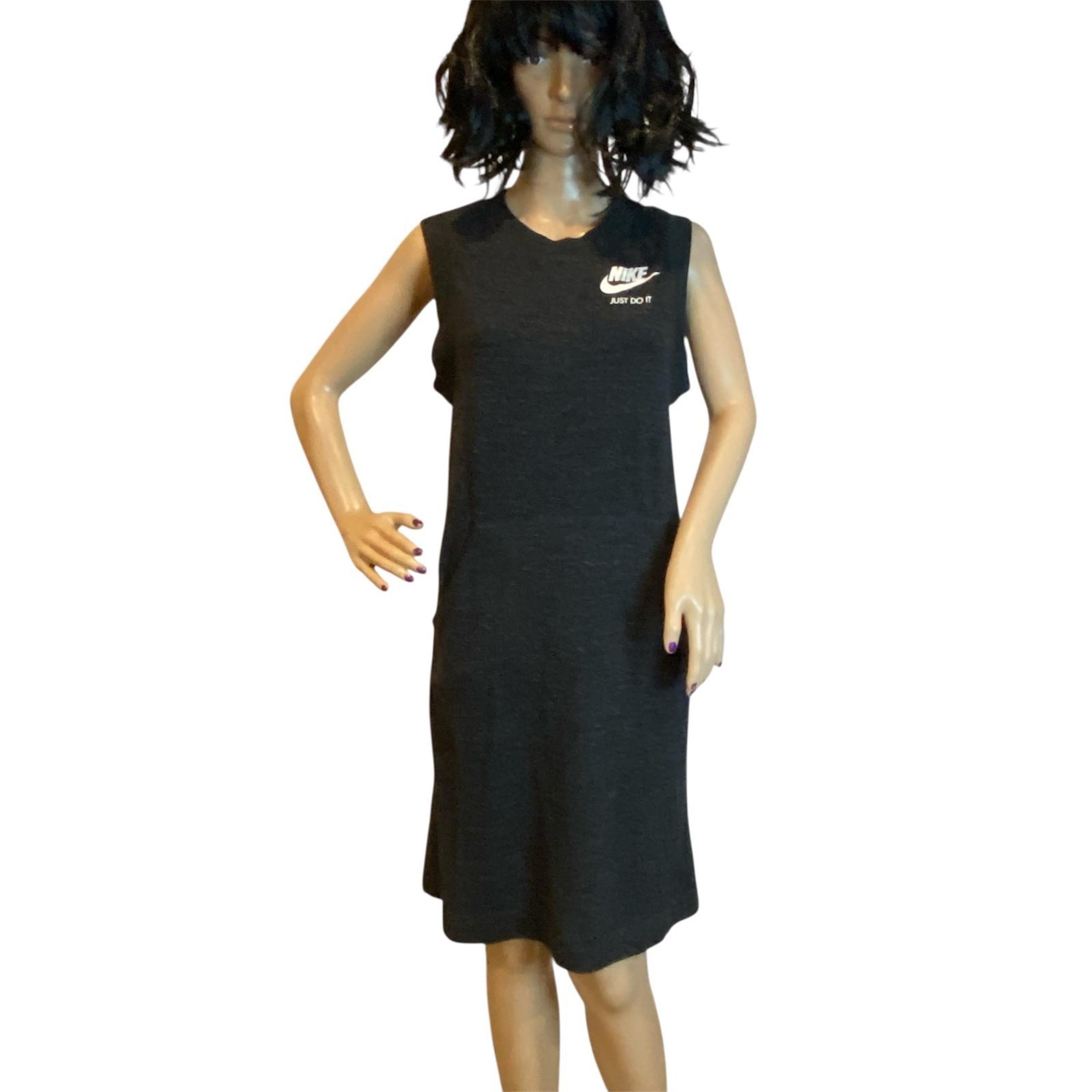 Nike Sleeveless Tank Athletic Jersey Dress Above Knee Black Heather Medium EUC