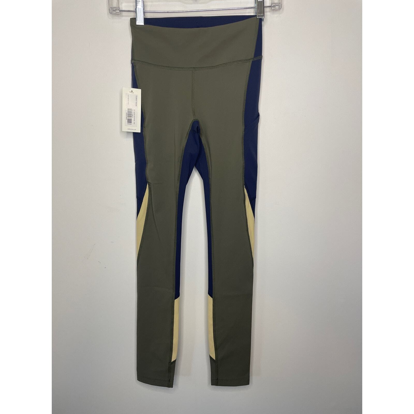 Outdoor Voices Women's Size XXL Zoom 7/8 Leggings Green Blue Cream Pants NWT
