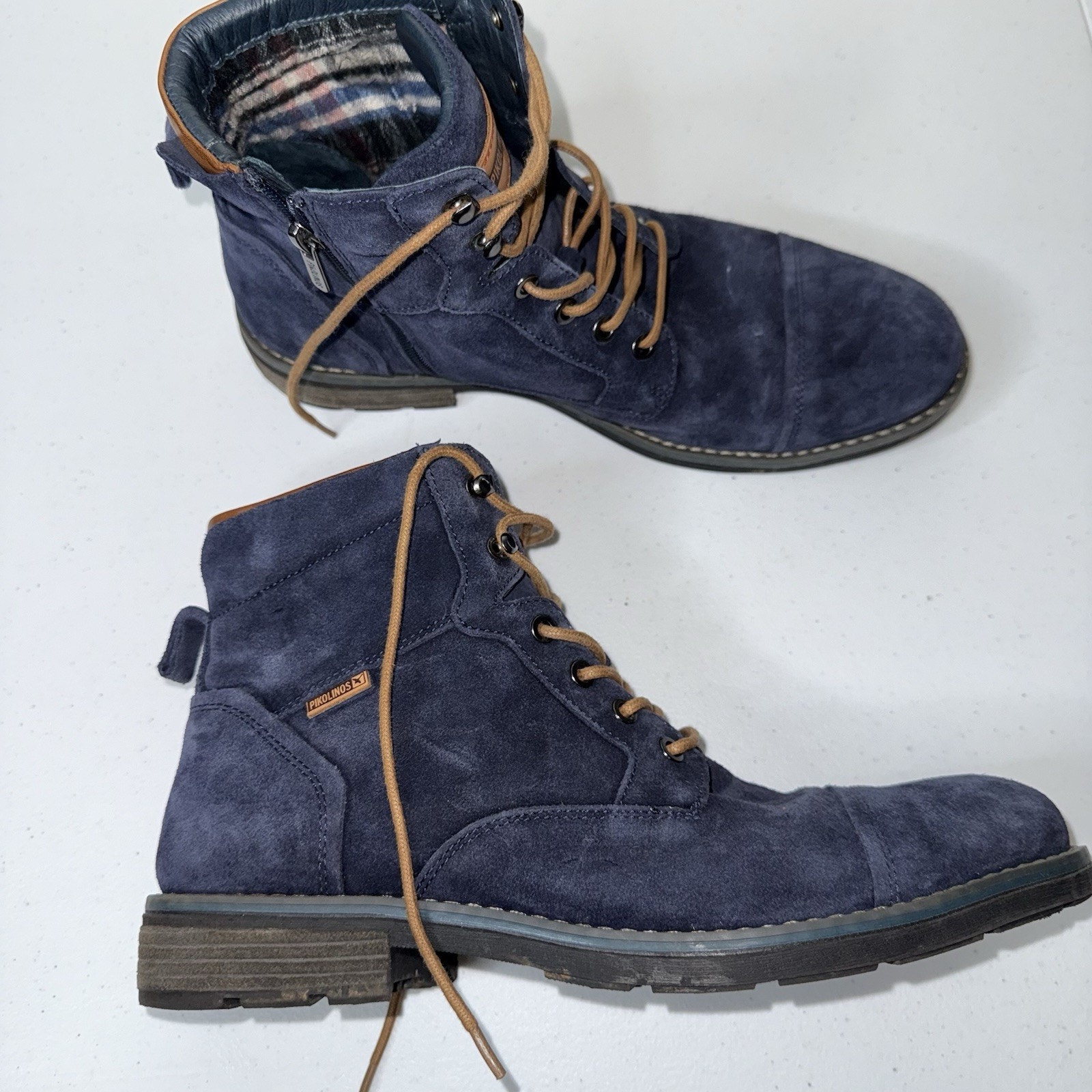 Pikolinos Men’s York Cap Toe Boots Blue Suede Leather Size 43