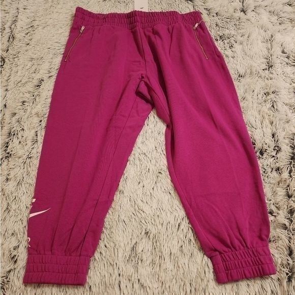Nike hot pink logo high rise fleece workout athletic joggers plus size 1X new!!!