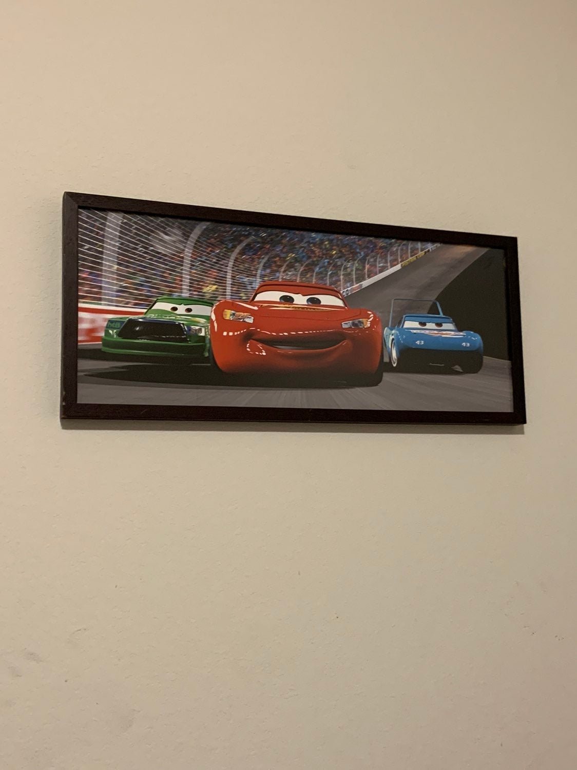 Disney Cars 3 McQueen Racing Last Lap Picture Glass Frame Collectible