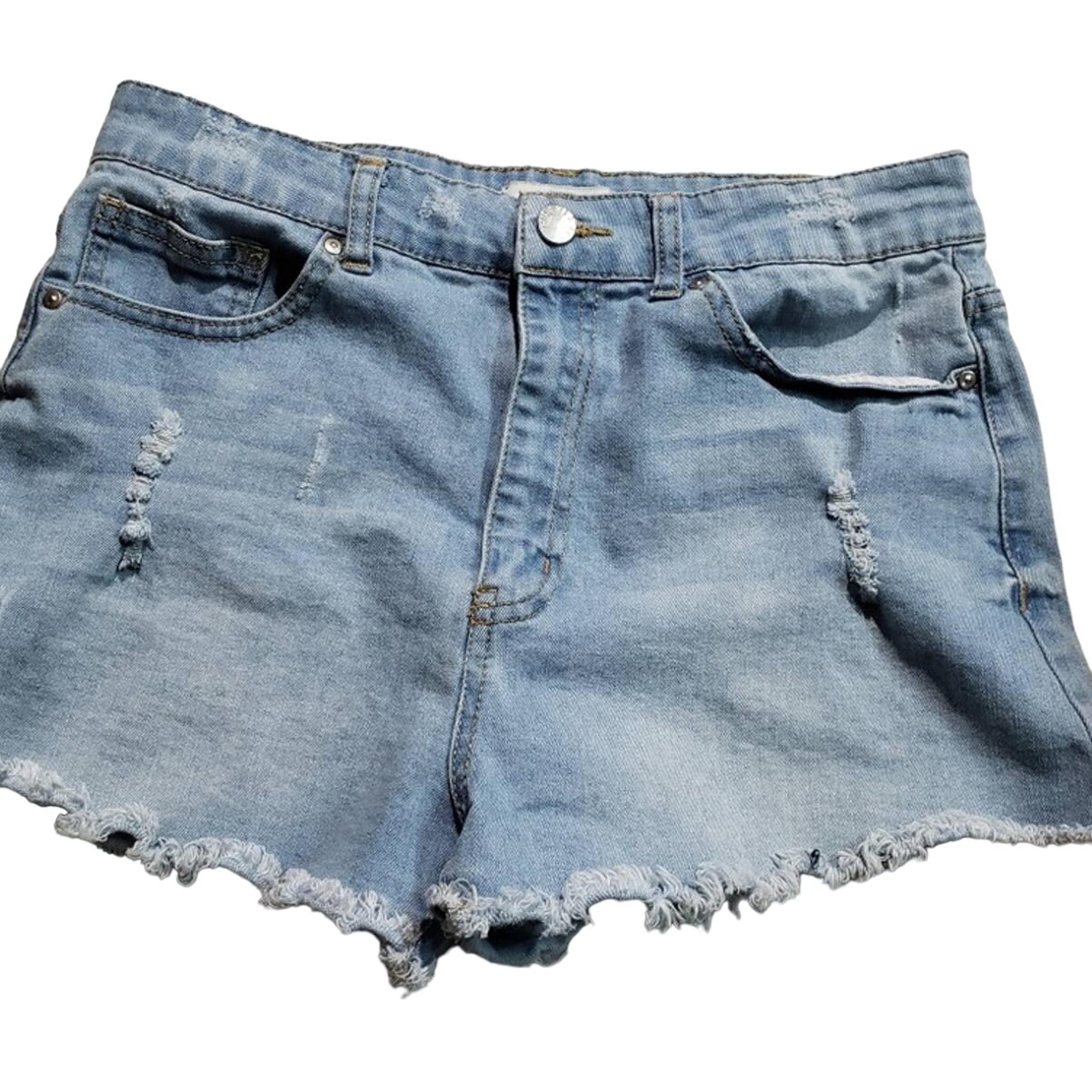 Forever 21 Shorts Womens 29 Denim Distressed Hot Pants Booty Blue Pockets Summer