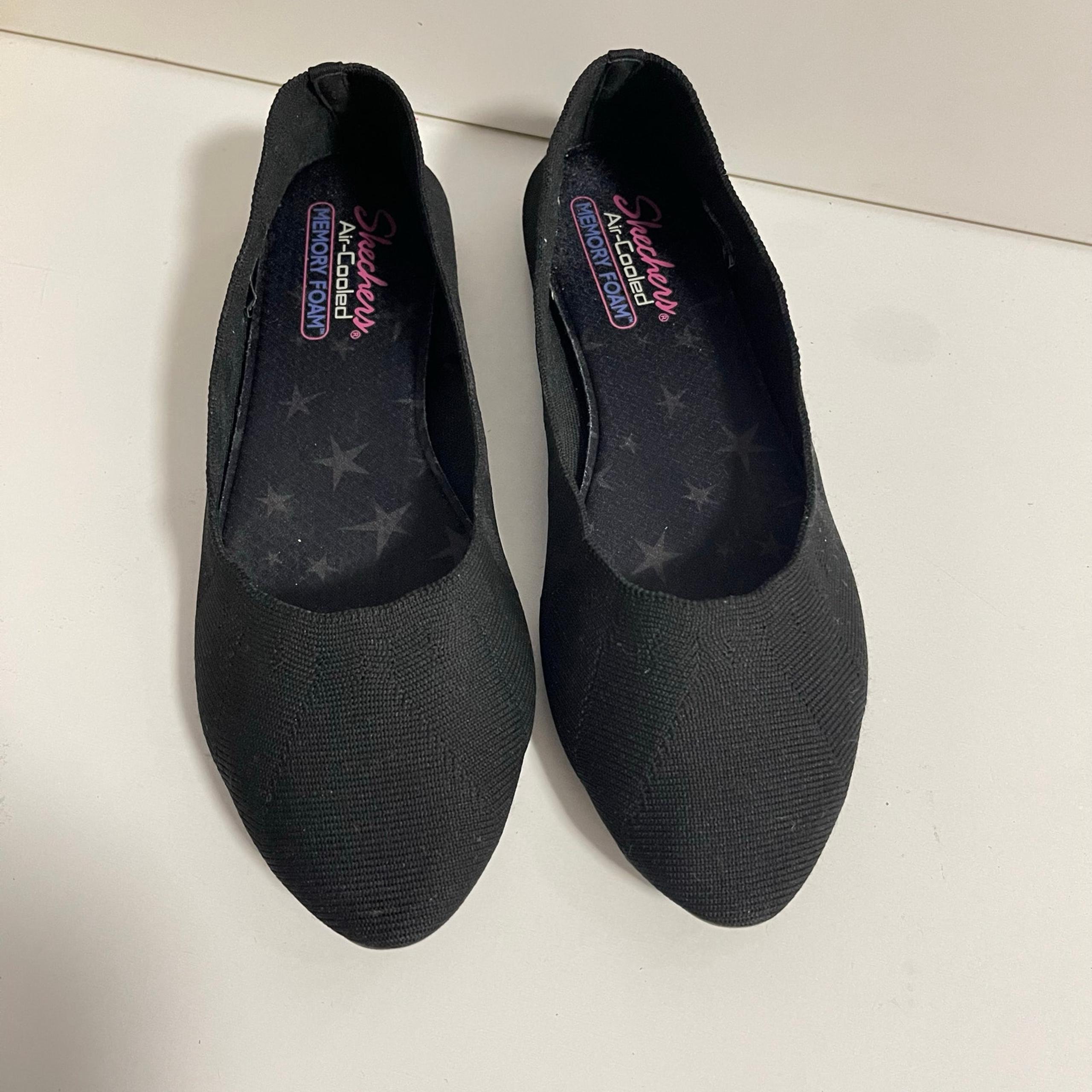 Skechers Women's Scalloped Knit Skimmer Flats with Air-Cooled Memory Foam Ballet