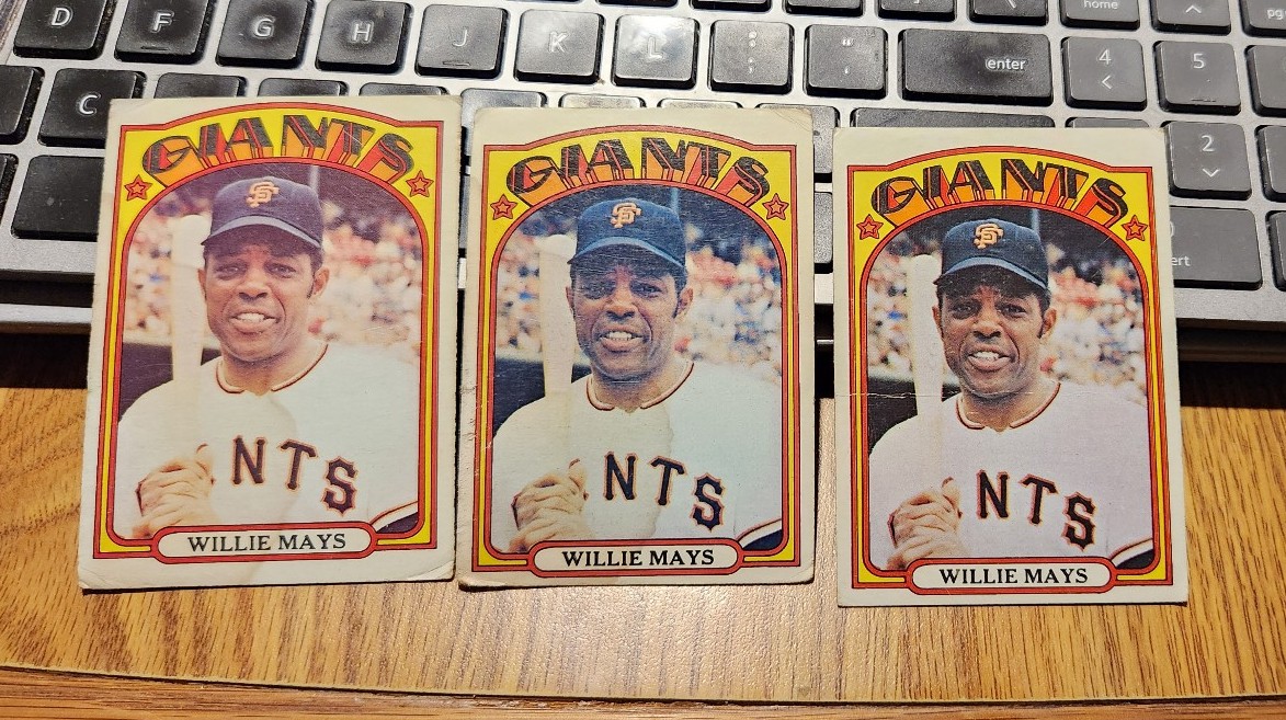 3 1972 topps baseball willie mays cards giants