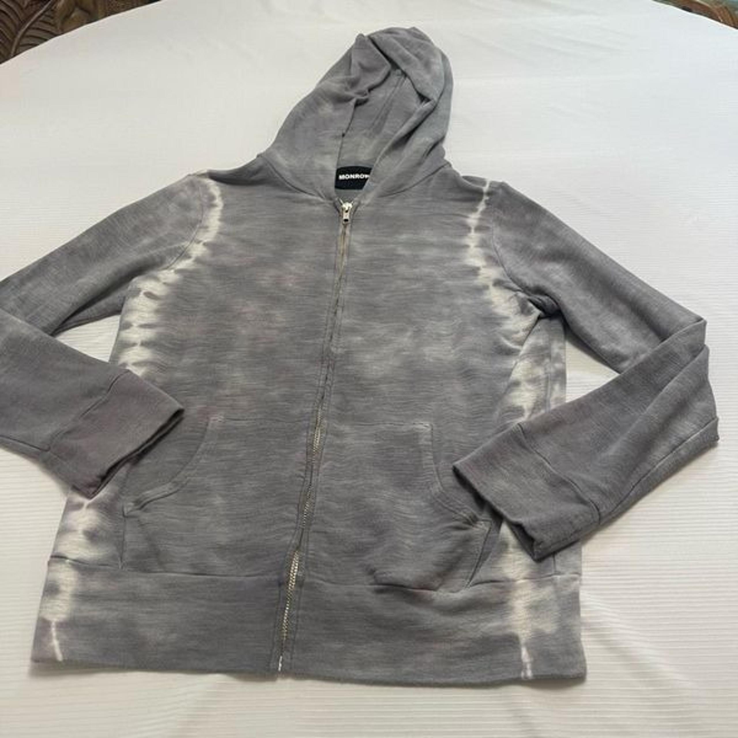 MONROW Grey Tie Dye Full Zip Hoodie Jacket Size Medium