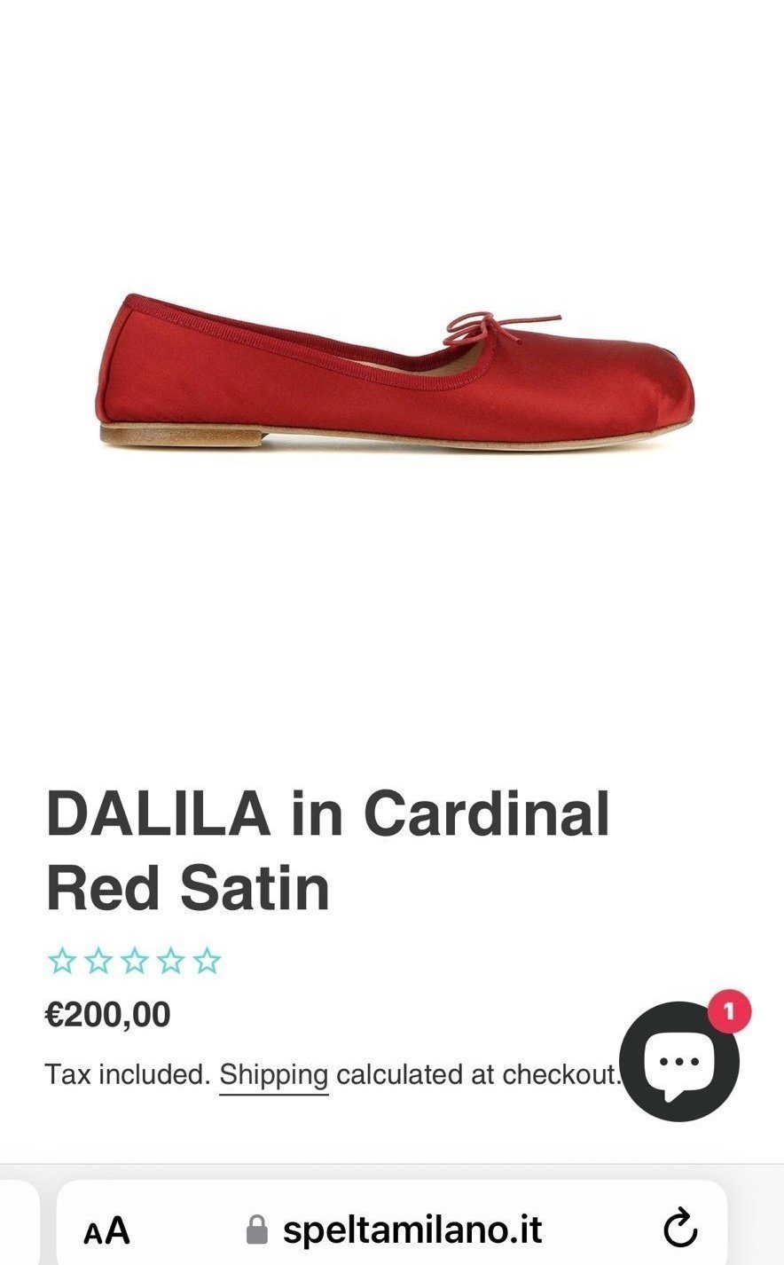 Spelta ballerina flats size 36 DALILA in Cardinal Red Satin