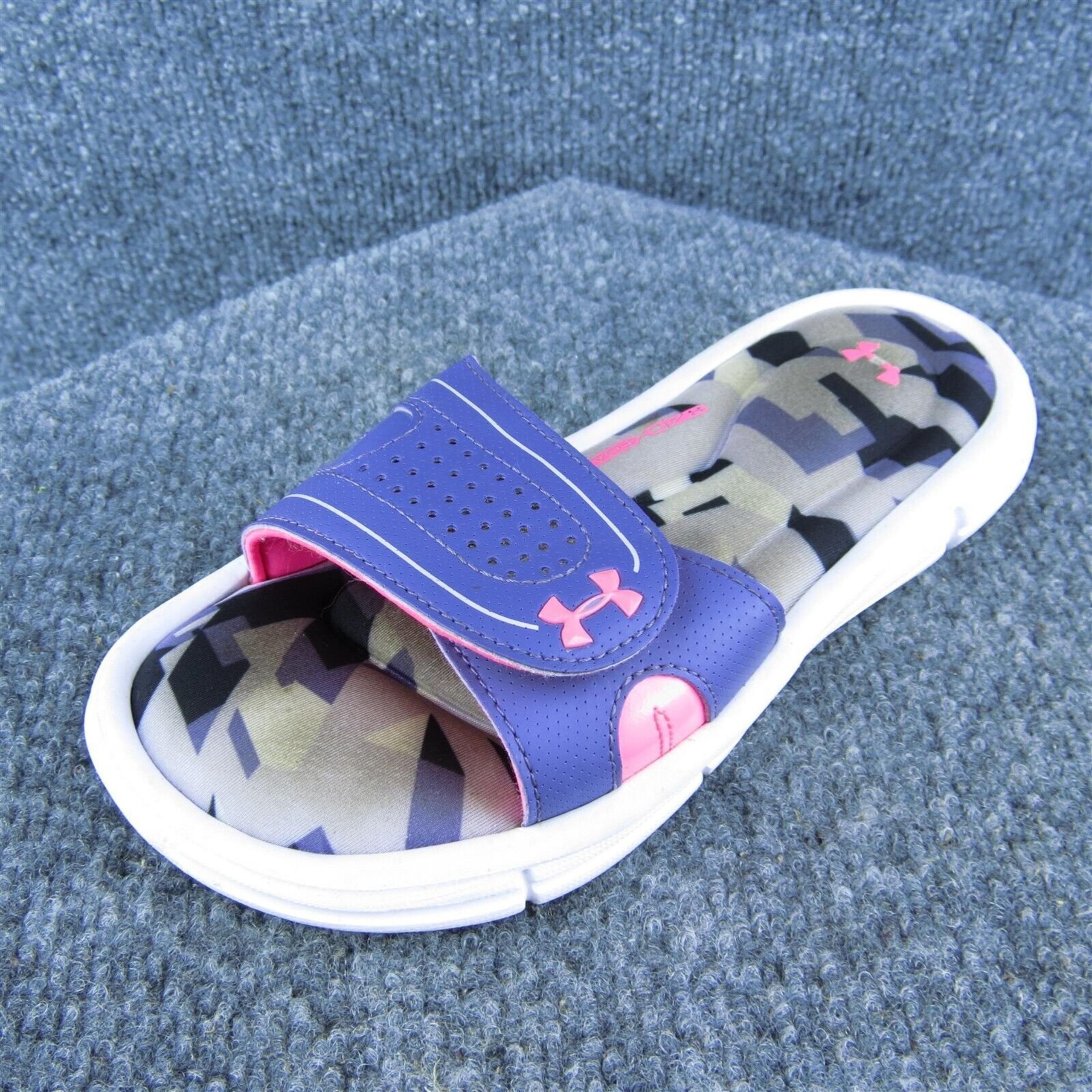 Under Armour Youth Girls Slide Shoes Purple Synthetic Hook & Loop Size 2 Medium