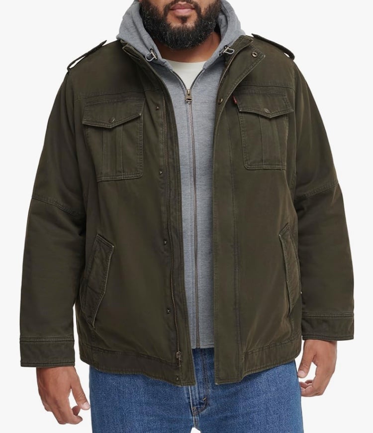 Levi’s Men’s Washed Cotton Hooded Military Jacket