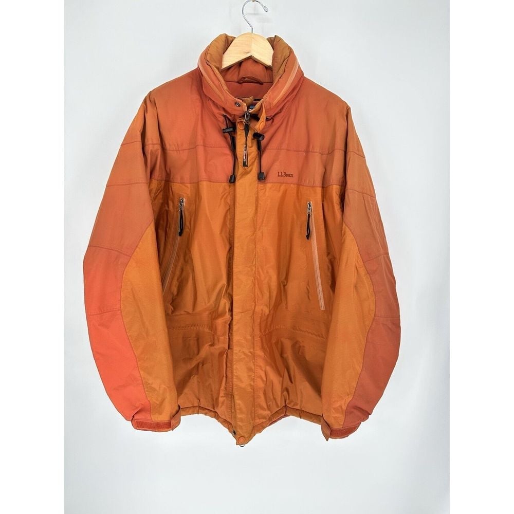 Vintage LL Bean Mens XL Regular Hooded Primaloft Ski Parka Jacket Orange OWV78