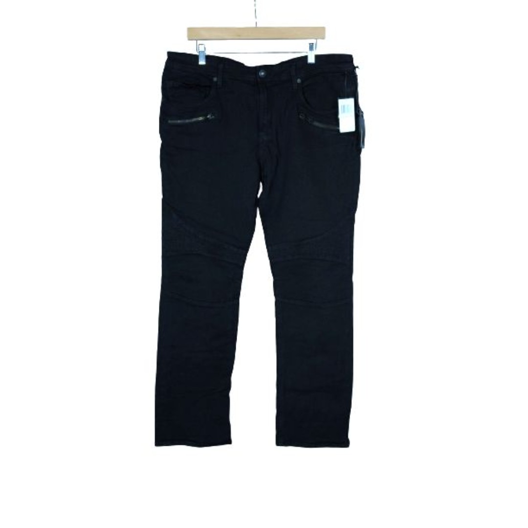 NEW Buffalo David Bitton Ash-X Black Skinny Moto Jeans Size 42x32 Stretch 119