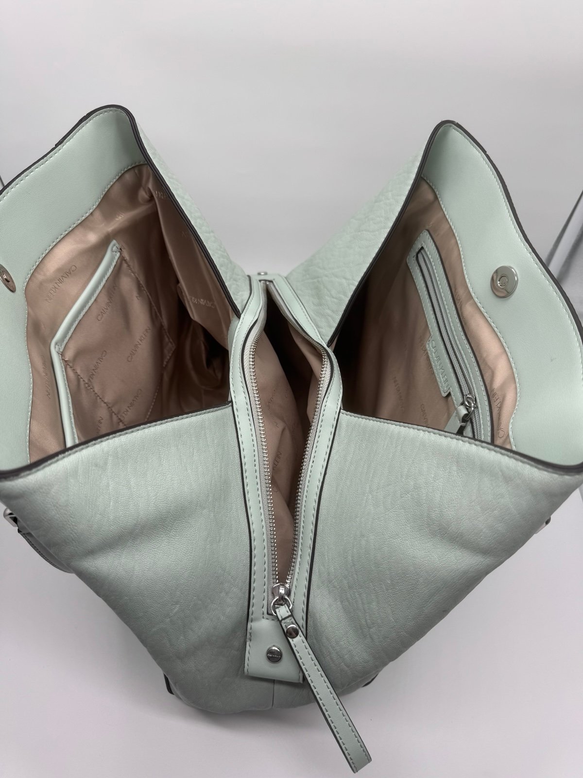 Calvin Klein Soft Mint Faux Leather Tote – Like New