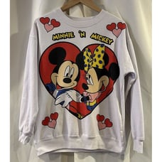 Vintage 90s Minnie and Mickey white sweatshirt, size XS Valentines Day