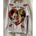 Vintage 90s Minnie and Mickey white sweatshirt, size XS Valentines Day