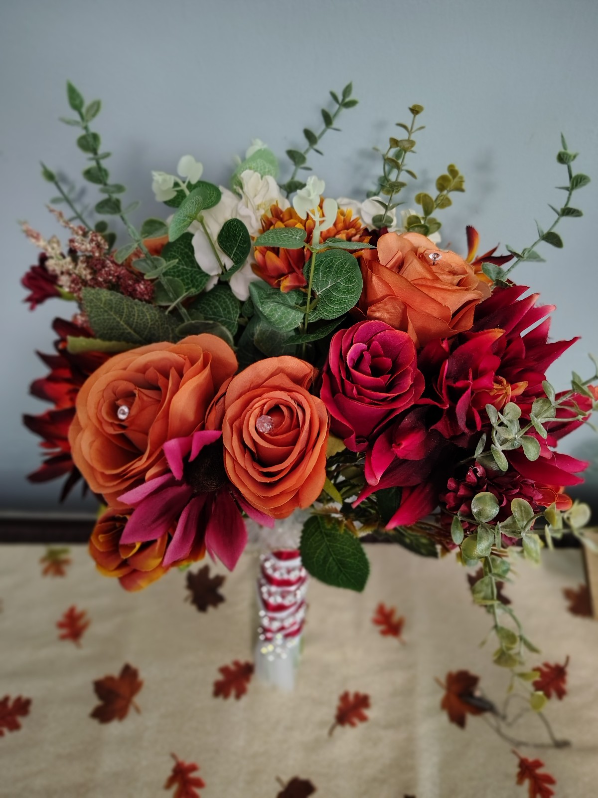 Artificial Fall bouquet and Boutonniere set