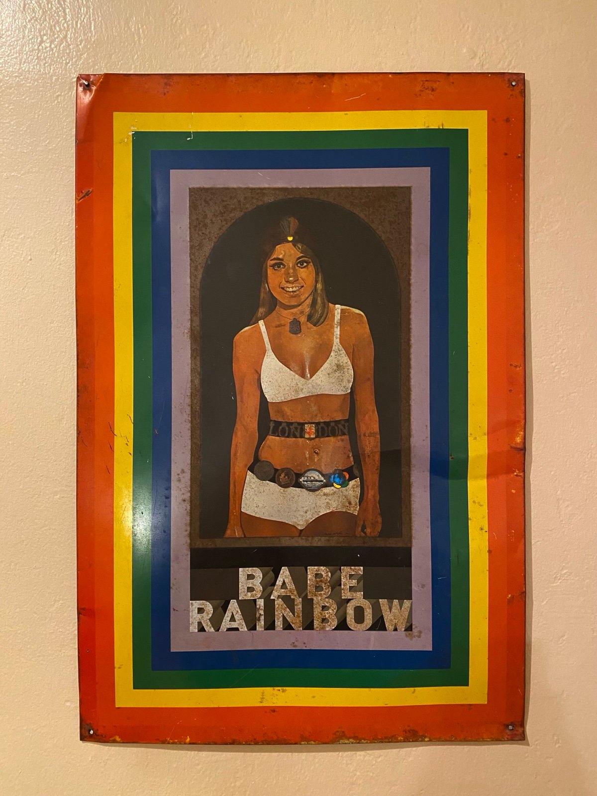 Rare vintage 1968 babe rainbow poster tin