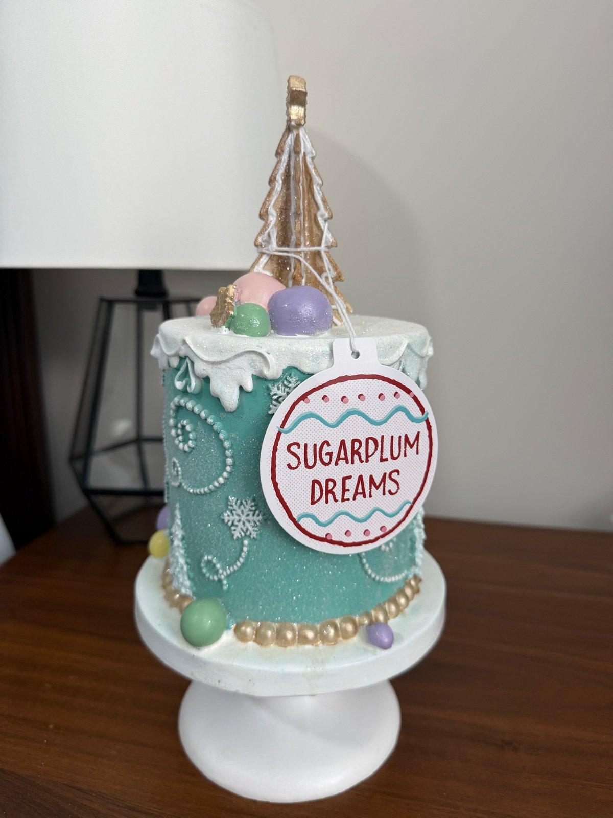 Sugarplum Dreams Glitter Gingerbread Christmas Cake Decoration