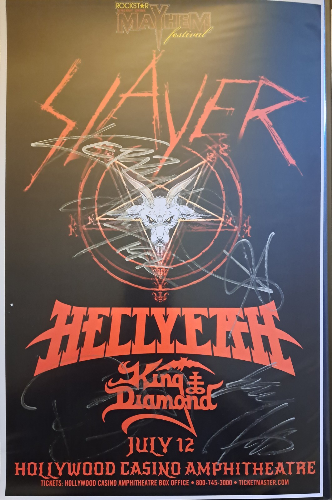 Slayer Autographed concert poster