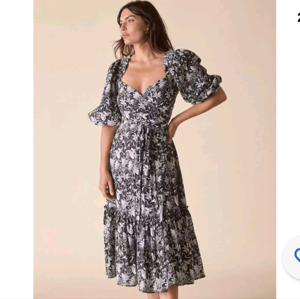 St. Roche Midi Wrap Dress "Romaine" Black & White Size 4 & 2 NWT