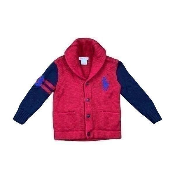 Ralph Lauren knit big horse red and blue cardigan