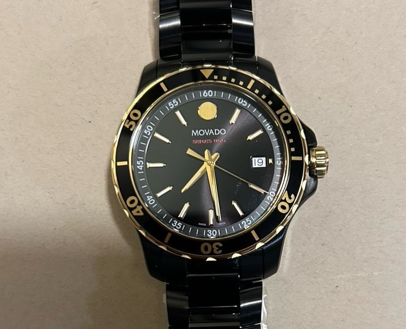 Movado Series 800 Watch With 40mm Black Face & Black Bracelet