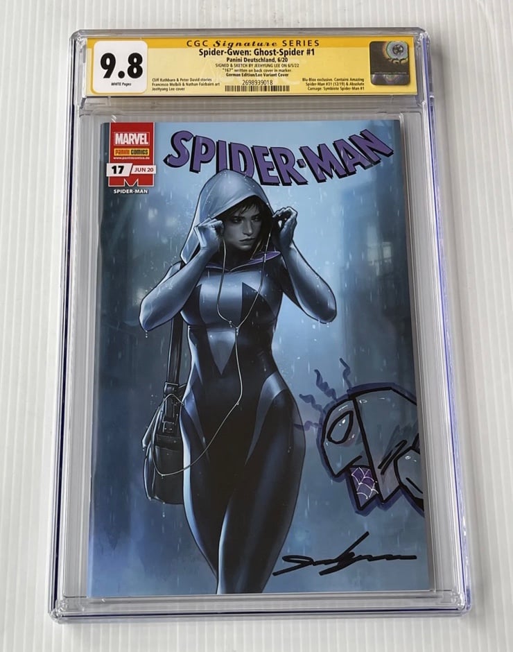 Jeehyung Lee Signed Sketch Spider-Man Ghost Spider Cover Marvel Comics CGC 9.8