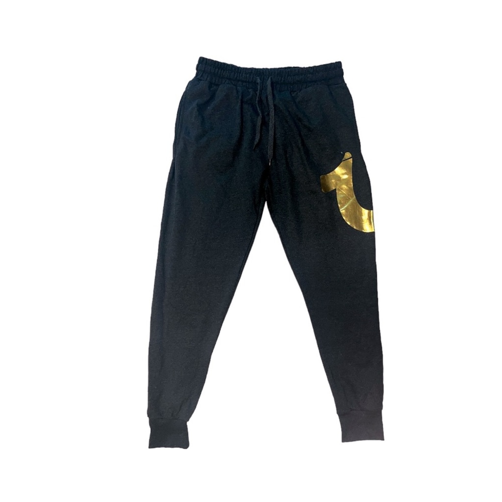 True Religion Loungewear Joggers Gold Foil Wrap Around Horseshoe Logo New w tag