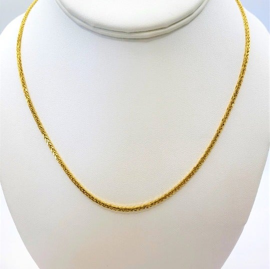 14k Gold wheat chain necklace/14k Gold 1.7mm 17.5" Wheat necklace. CHI17