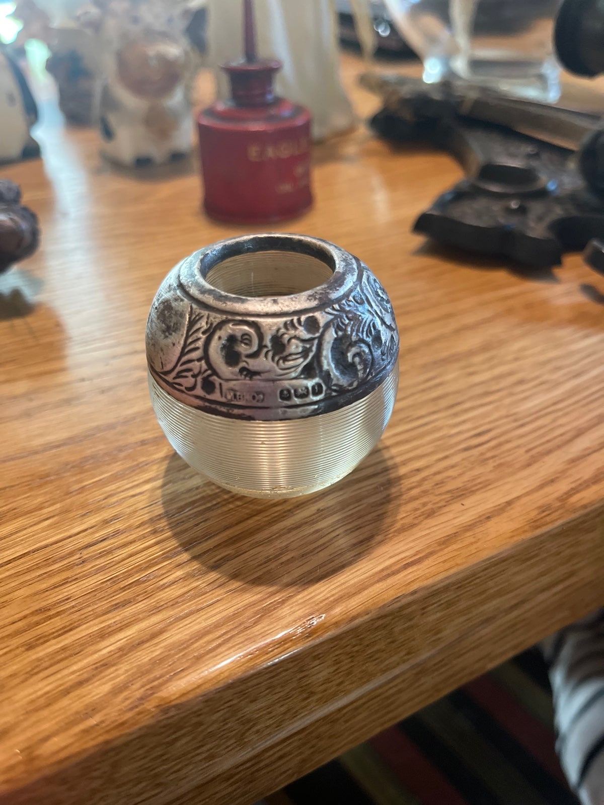 1907 sterling Silver and Glass Match stiker