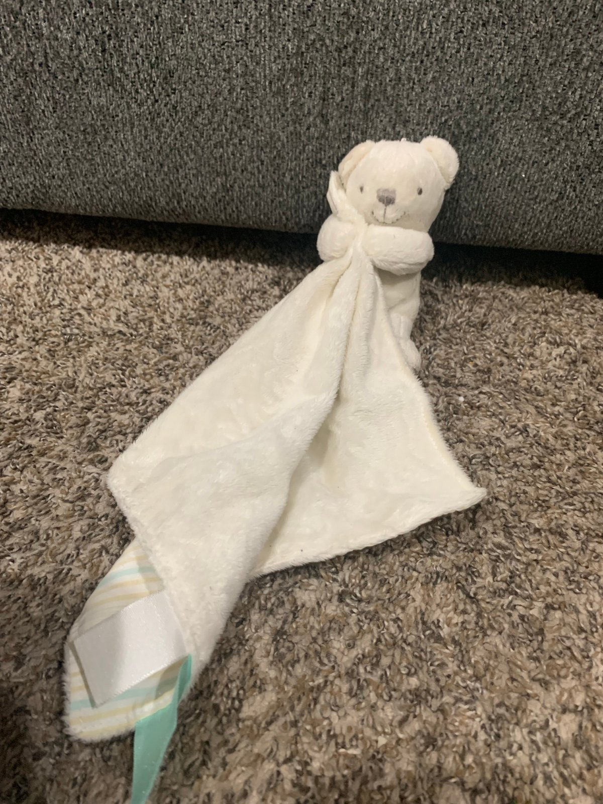 M&S Bear Striped White Blanket Comforter Soother Lovey Marks & Spencer Cream