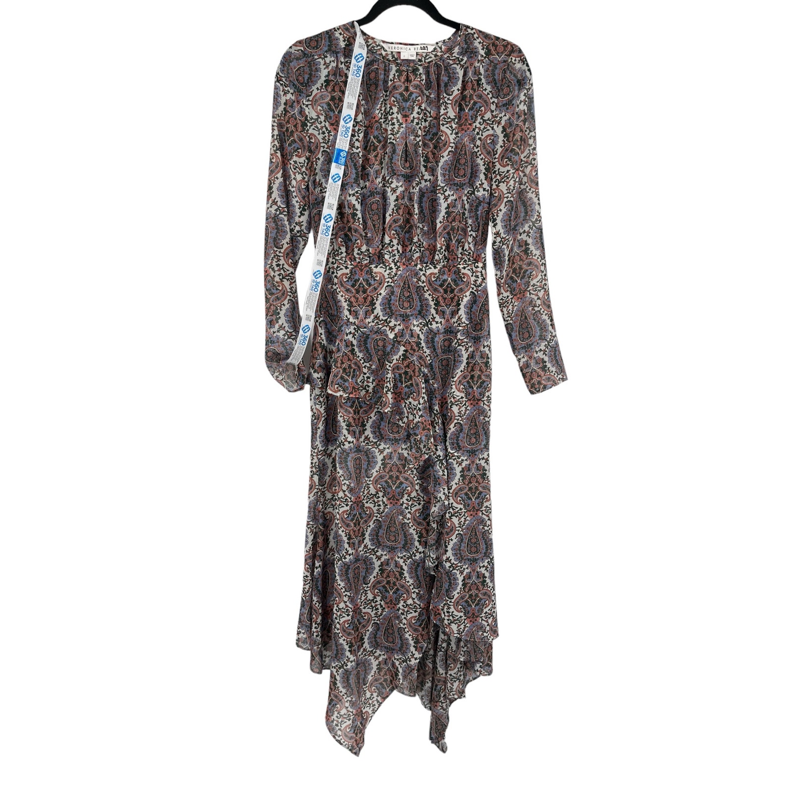 Veronica Beard dress Sazan Long sleeve handkerchief hem paisley size 2